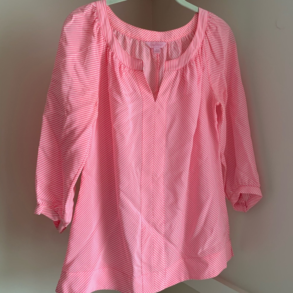 Lily Pulitzer Pink & White Striped Blouse